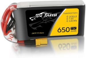 Tattu 650mAh 2S 75C 7.4V Batería de Lipo Litio de 2 celdas conector XT30