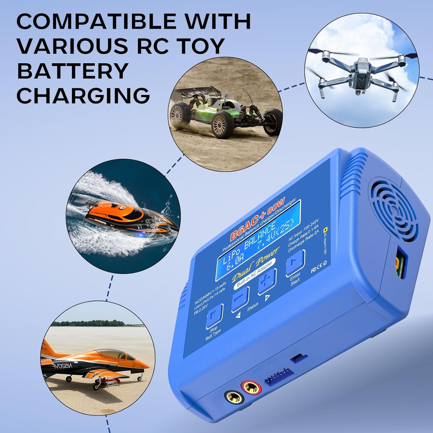 Cargador de batería de equilibrio B6AC, B6 AC 80W - Imagen 4