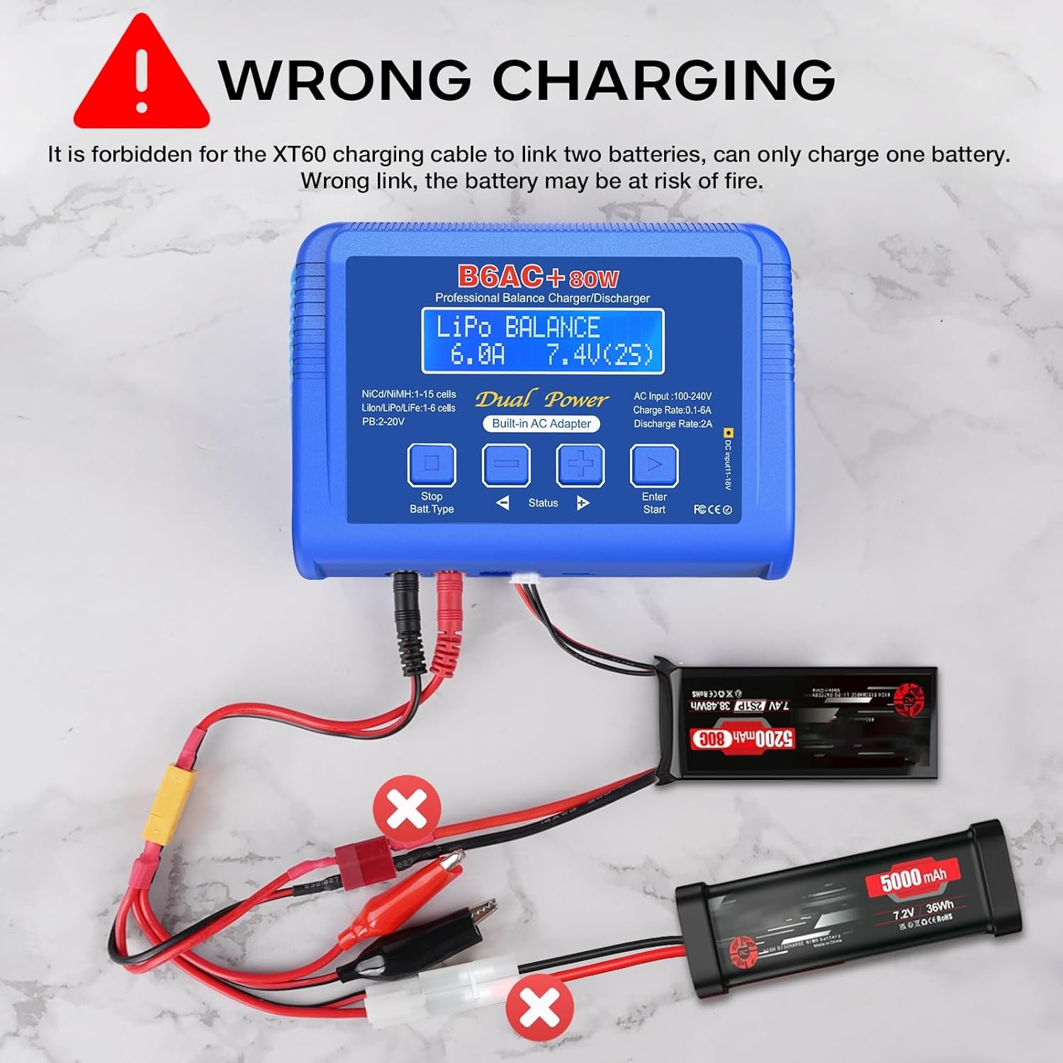 Cargador de batería de equilibrio B6AC, B6 AC 80W - Imagen 3