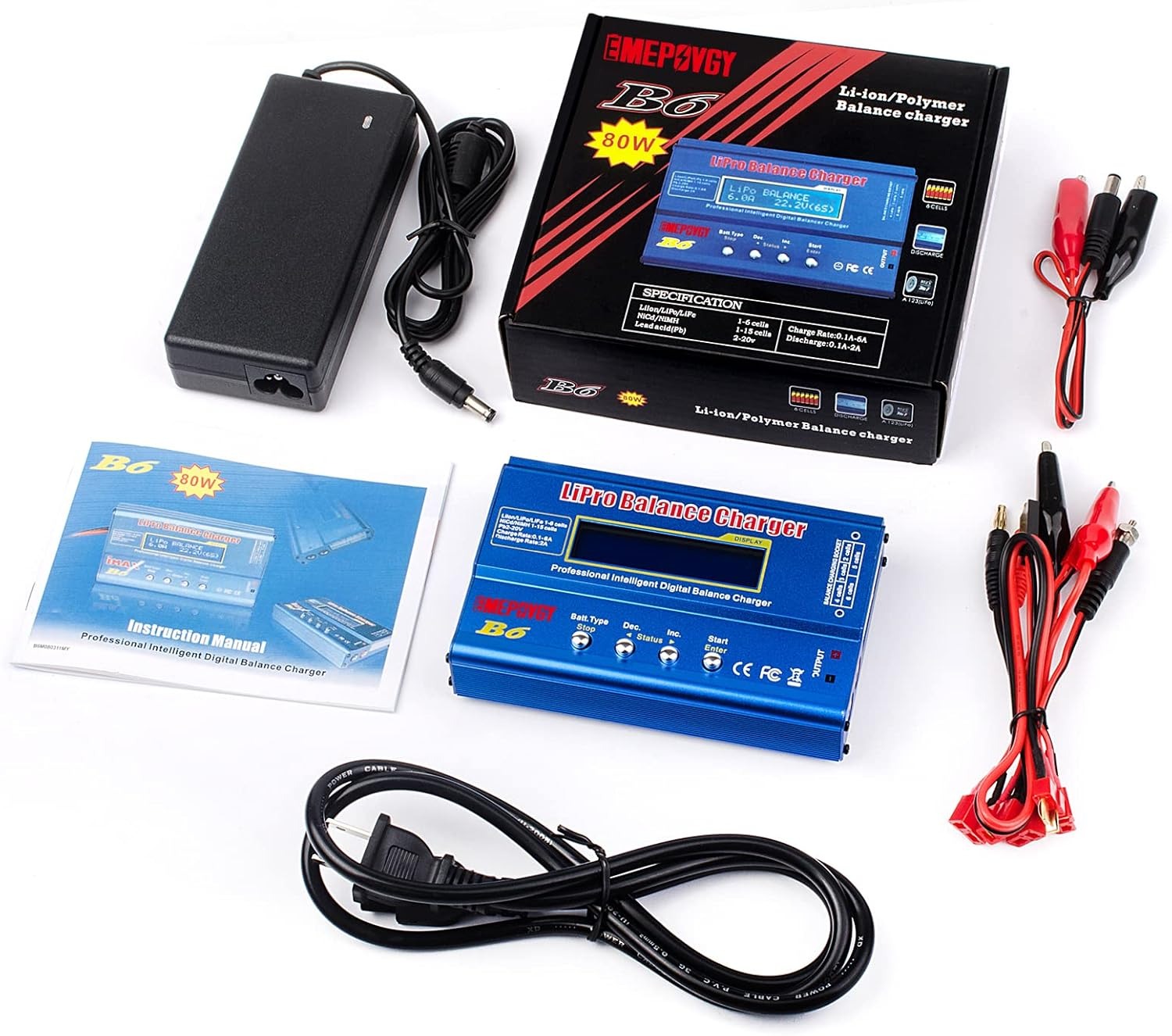 EMEPOVGY Cargador de equilibrio de batería B6 Lipo 80W 6A - Imagen 4