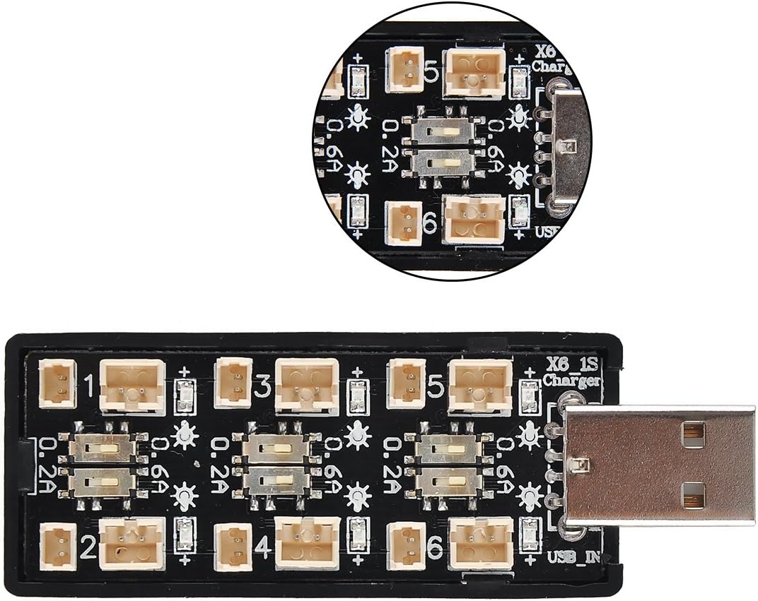 Crazepony 1S LiPo Batería Cargador USB 3.7V/4.20V 6 Canales 1S LiPo Cargador - Imagen 2