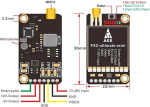 AKK FX2 ultimate-mini (versión de EE. UU.) 5.8GHz 37CH Smart Audio VTX Soporte OSD Configuración a través de Betaflight